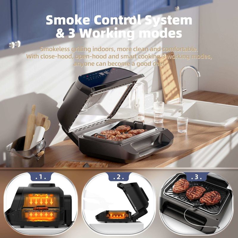 Home Smart 10l 7 σε 1 Oil Free Fryer Παρατήρηση παράθυρο Δύναμη Xl Air Flyer Fryer Grill